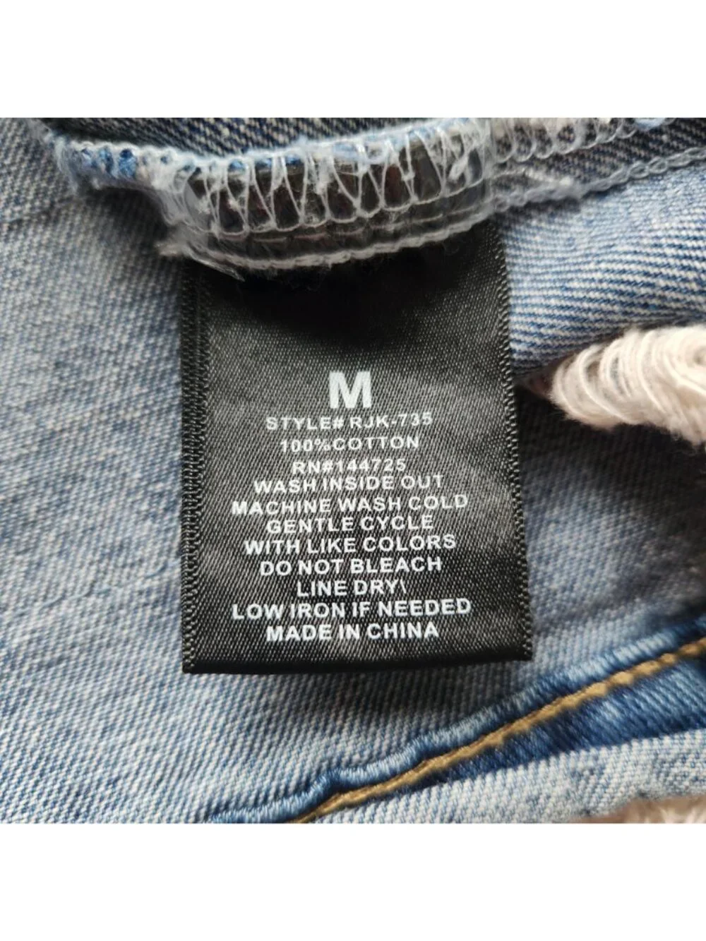 Distressed Denim Jacket Paris New York London Milano Oversized Glam Supermodel - Picture 9 of 13